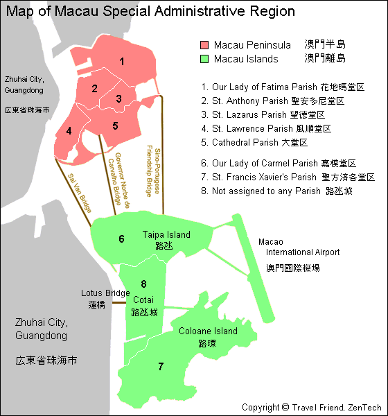 マカオ行政区分地図
