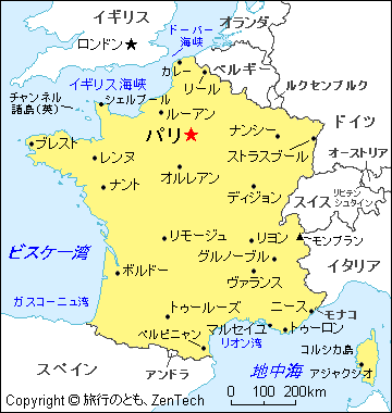 フランス地図（中サイズ）