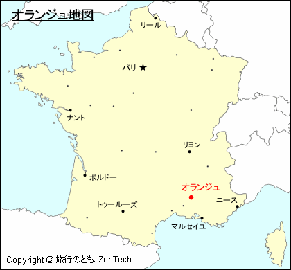 フランスにおけるオランジュ地図