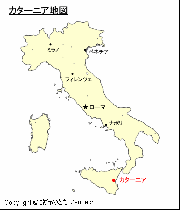 イタリアにおけるカターニア地図