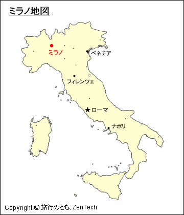 イタリアにおけるミラノ地図