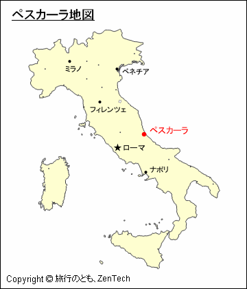 イタリアにおけるペスカーラ地図