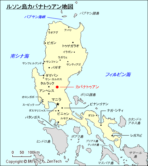 ルソン島カバナトゥアン地図