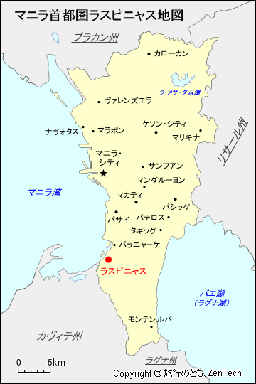 マニラ首都圏ラスピニャス地図