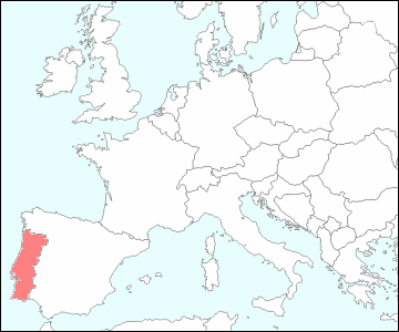西ヨーロッパにおけるポルトガル地図
