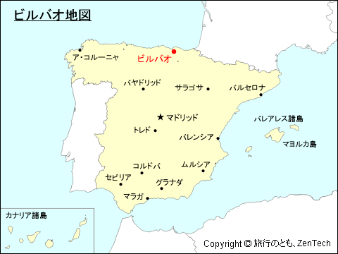 スペインにおけるビルバオ地図