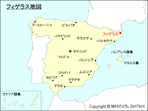 スペインにおけるフィゲラス地図