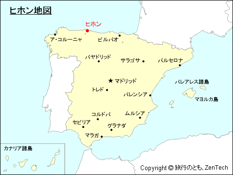 スペインにおけるヒホン地図
