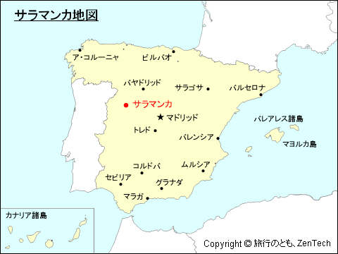 スペインにおけるサラマンカ地図