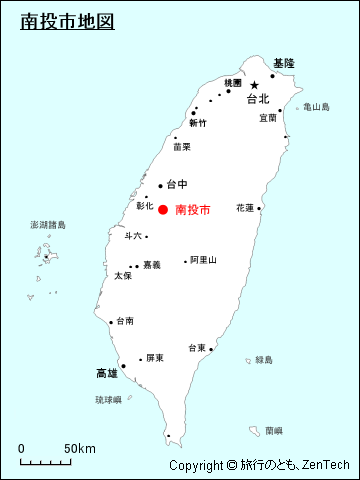 台湾における南投市地図