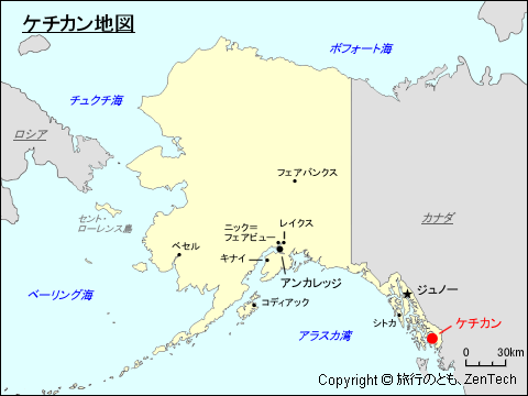 アラスカ州におけるケチカン地図