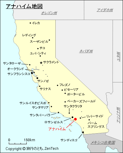 カリフォルニア州アナハイム地図