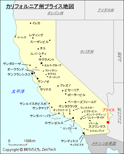 カリフォルニア州ブライス地図