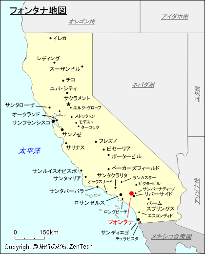 カリフォルニア州フォンタナ地図