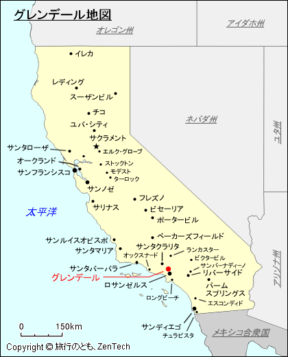 カリフォルニア州グレンデール地図