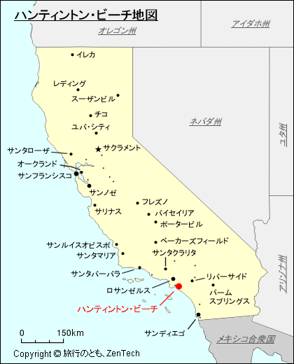 カリフォルニア州ハンティントン・ビーチ地図