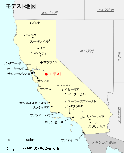 カリフォルニア州モデスト地図