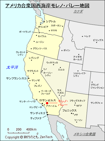 アメリカ合衆国西海岸モレノ・バレー地図