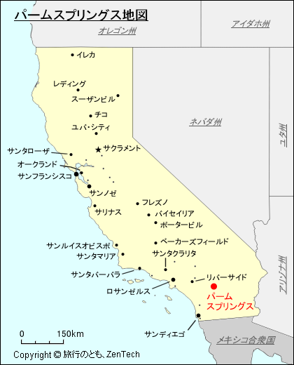 カリフォルニア州パームスプリングス地図