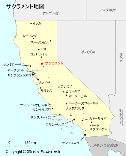 カリフォルニア州サクラメント地図