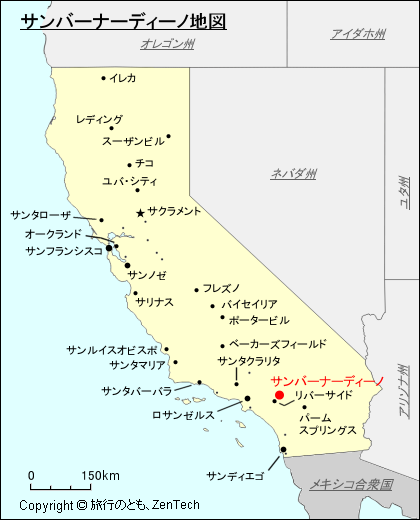 カリフォルニア州サンバーナーディーノ地図