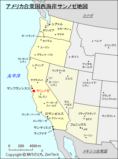 アメリカ合衆国西海岸サンノゼ地図