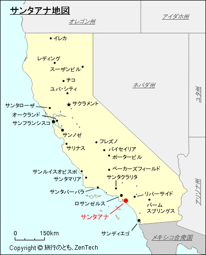 カリフォルニア州サンタアナ地図