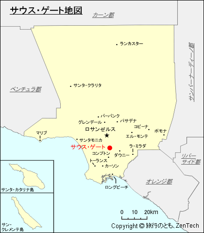 ロサンゼルス郡サウス・ゲート地図