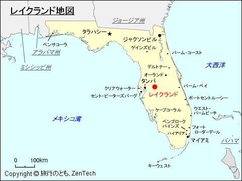 フロリダ州レイクランド地図