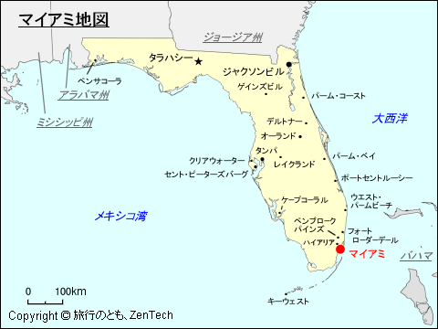フロリダ州マイアミ地図