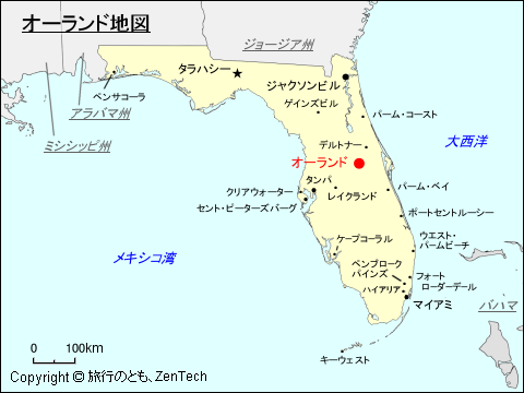 フロリダ州オーランド地図