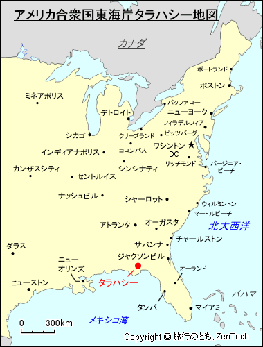 アメリカ合衆国東海岸タラハシー地図