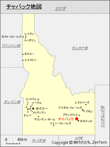 アイダホ州におけるチャバック地図