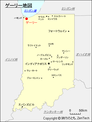 インディアナ州ゲーリー地図
