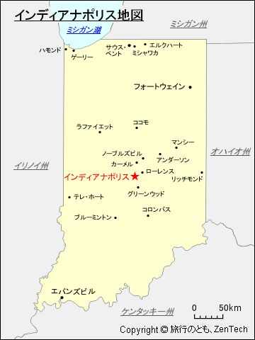 インディアナ州インディアナポリス地図