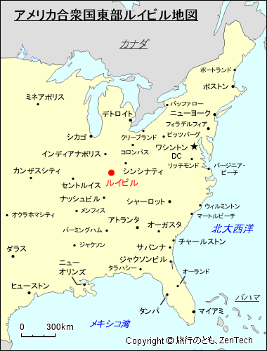 アメリカ合衆国東部ルイビル地図