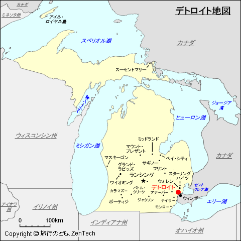 ミシガン州デトロイト地図