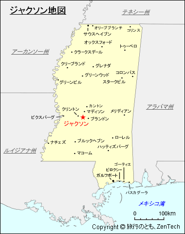 ミシシッピ州ジャクソン地図