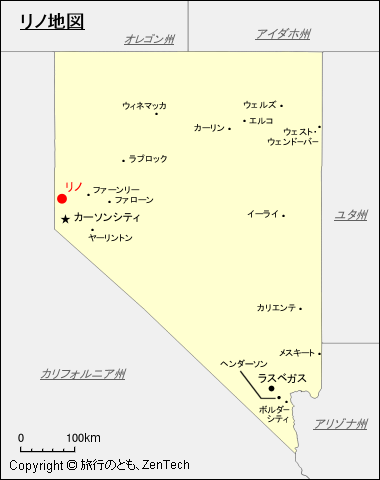 ネバダ州リノ地図