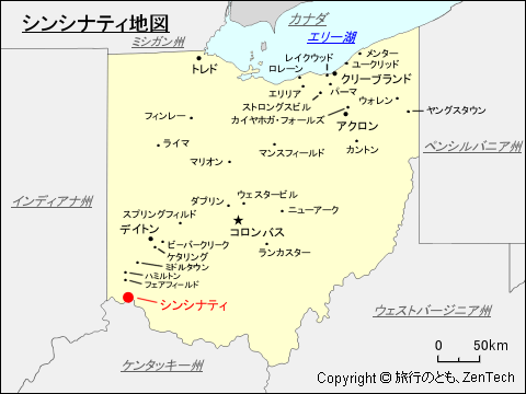 オハイオ州シンシナティ地図