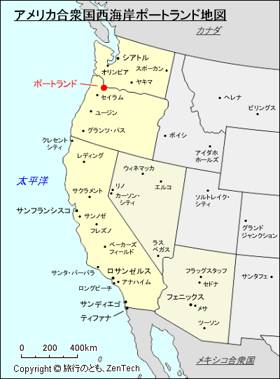 アメリカ合衆国西海岸ポートランド地図