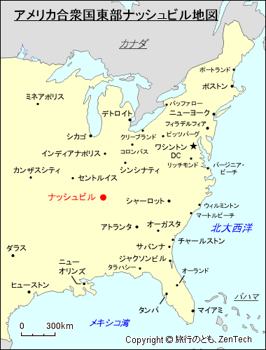 アメリカ合衆国東部ナッシュビル地図