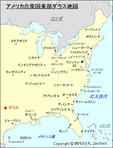 アメリカ合衆国東部ダラス地図