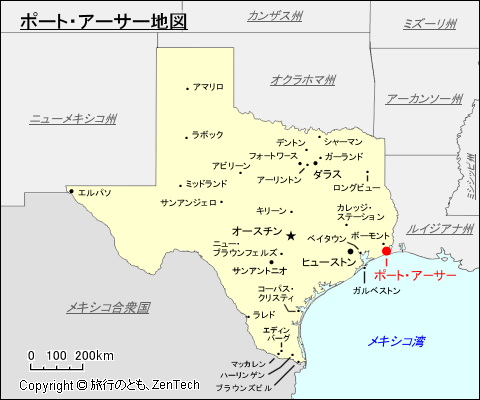 テキサス州ポート・アーサー地図