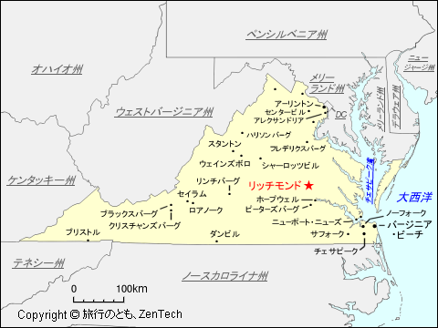 バージニア州リッチモンド地図
