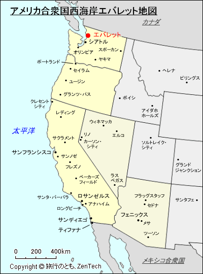 アメリカ合衆国西海岸エバレット地図