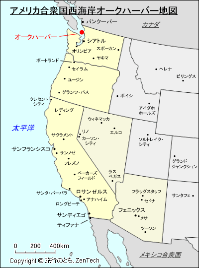 アメリカ合衆国西海岸オークハーバー地図