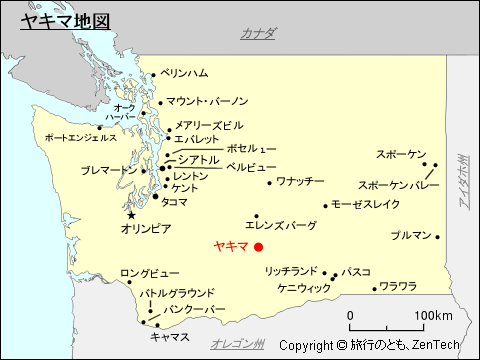 ワシントン州ヤキマ地図