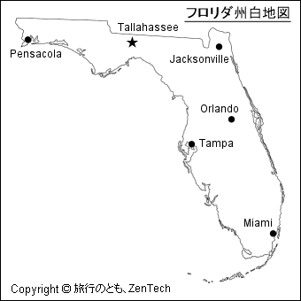都市名入りフロリダ州白地図