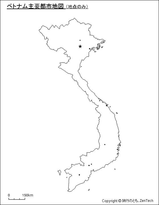 ベトナム主要都市地図（地点のみ）